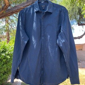 Alfani Navy and Black Plaid Men's Shirt